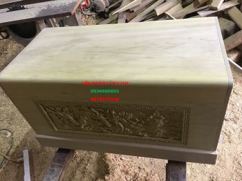Quách gỗ vàng tâm trạm RỒNG nắp trơn