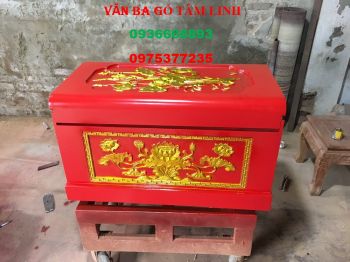 Quách Gỗ Vàng Tâm sơn son thiếp vàng Thành 8 Đáy 8 Thiên 10 (cm)