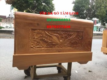 Quách gỗ Vàng Tâm trạm Phượng dày 10, thiên địa 10cm