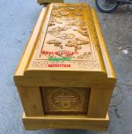 Tiểu quách gỗ vàng tâm /  Thiên dày 15 cm, địa dày 10 cm, thành  và đầu dày 10 cm.