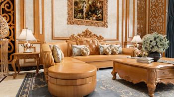 Sofa Tân Cổ Điển Nguyên Tấm Gõ Đỏ