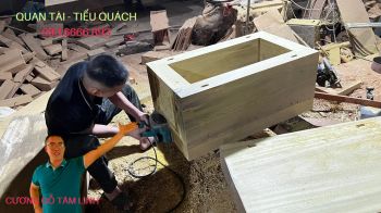 Quách gỗ vàng tâm dùng cho Bốc Mộ, Sang Cát, Hỏa Táng | Sản Xuất Trực Tiếp Tại Doanh Nghiệp Văn Ba