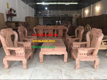 Bàn ghế gỗ| Bàn ghế Minh voi 8 món gỗ hương đá