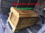 Tiểu quách gỗ vàng tâm trạm rồng, trạm sen, chữ Phúc Thọ – 86 × 44 × 46 cm
