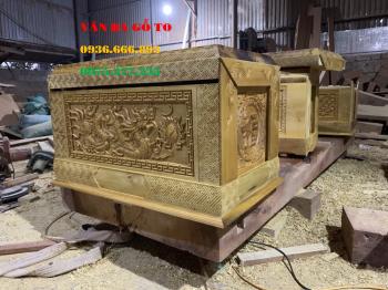 Quách Gỗ vàng tâm Việt Nam Chạm Rồng Thành 8 Đáy 8 Thiên 10cm (13.970.000vnd)