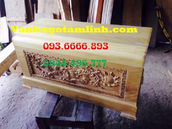Quách Gỗ Vàng Tâm Cao Cấp Chạm Sen Thành 10 Đáy 10 Thiên 10