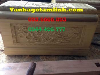 Quách gỗ Vàng Tâm chạm Bông Sen Đẹp Thành 8 Đáy 8 Thiên 10